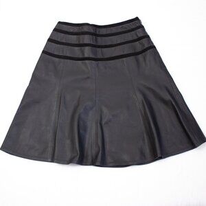 Rena Lange Black Lambskin Leather Skirt